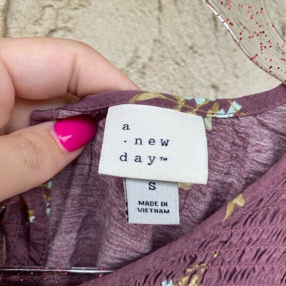 A new day size small purple long sleeve pheasant babydoll dress floral target - Picture 3 of 8